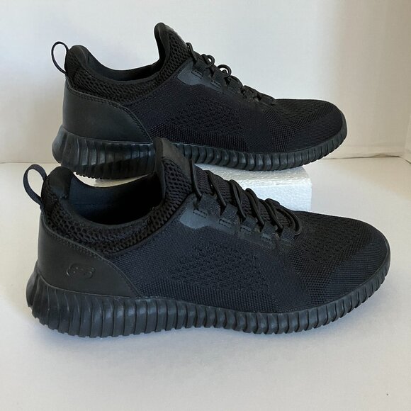Skechers Sneakers Mens Size 8 Memory Foam Air Cooled Black Slip Resistant - Picture 1 of 9